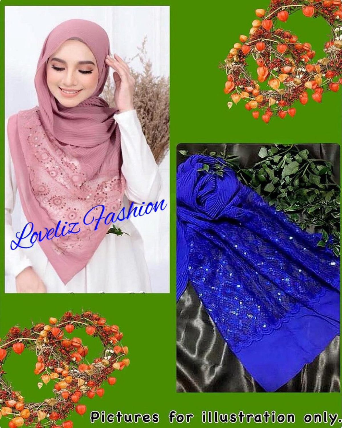 Shawl Chiffon Pleated Lace (SHWL- 1037)