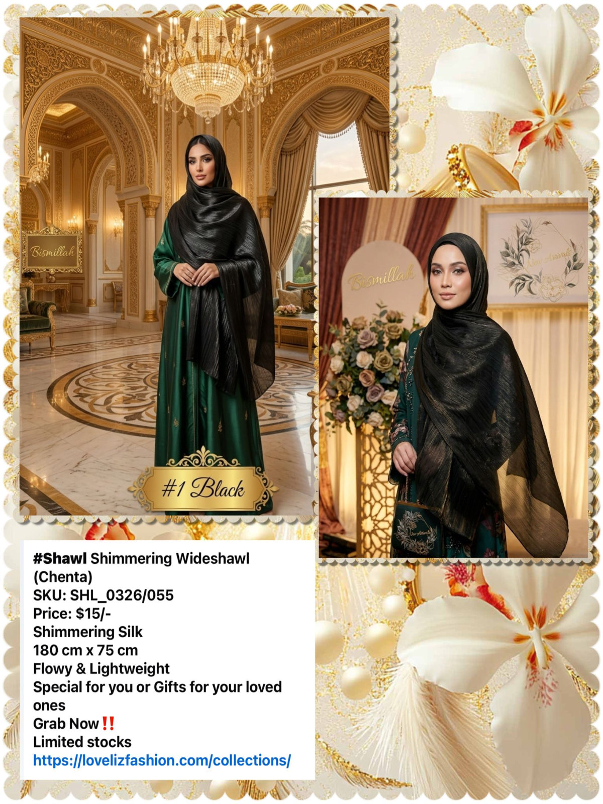 Shawl Shimmering Wideshawls Chenta (SHWL-1055)