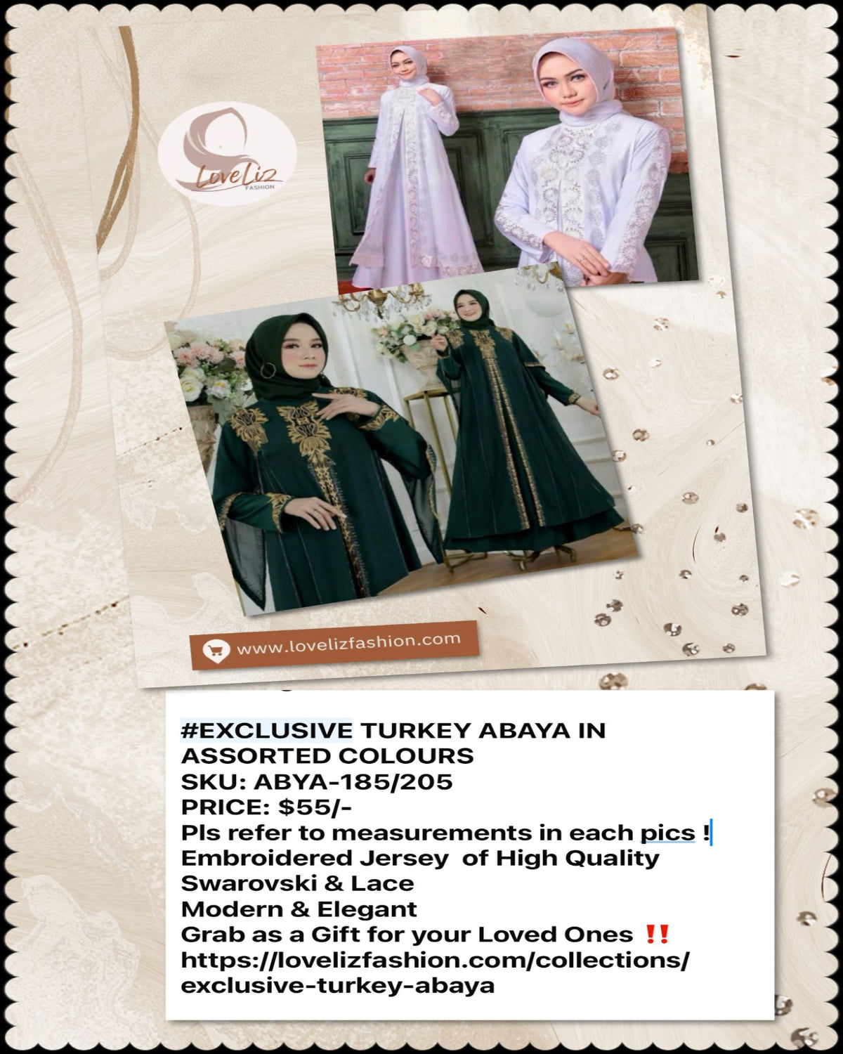Exclusive Turkey Abaya in Assorted Colors (ABYA- 185/205)