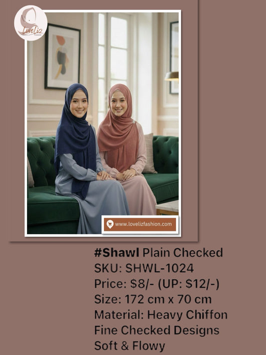 Shawl Plain Checked (SHWL- 1024)