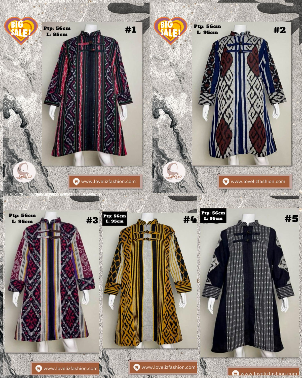 Assorted Batik Tunic Dresses (BADR(T)- 1002/1) (#LestariEthnic) (#PE)