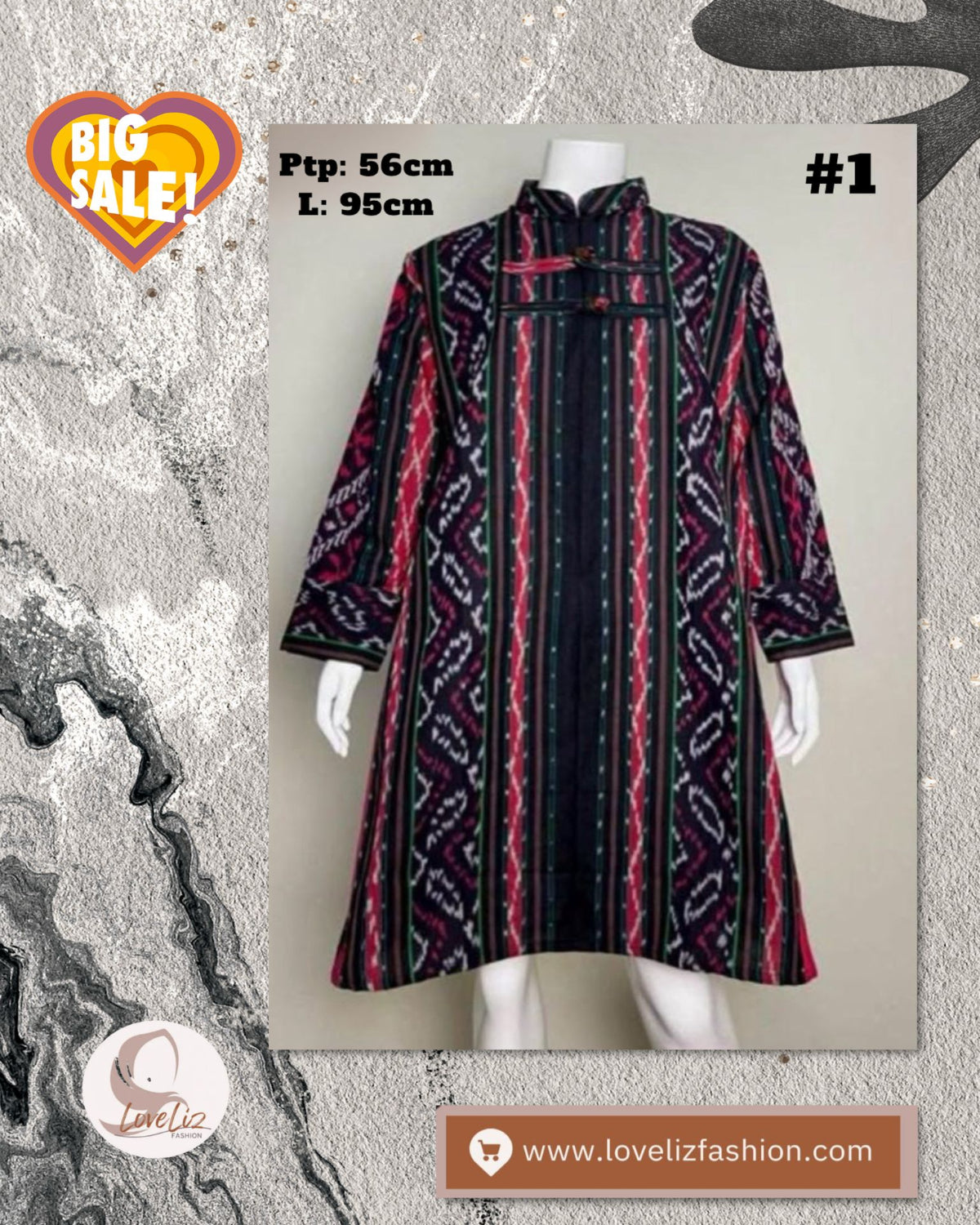 Assorted Batik Tunic Dresses (BADR(T)- 1002/1) (#LestariEthnic) (#PE)