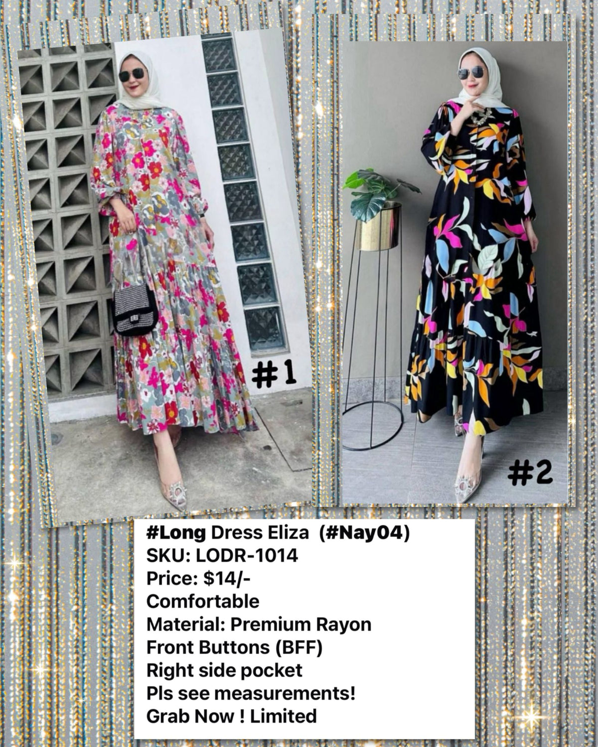 Long Dress Eliza Muslimah Clothing's (LODR- 1014) (#NAY04) - Essentials in Woman's Wardrobe