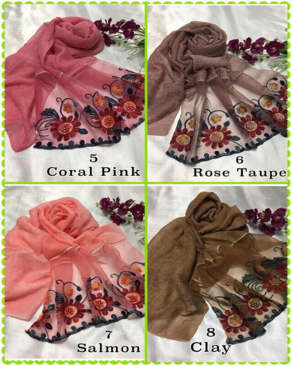 Shawl Organza Embroidery (SHWL- 1023)