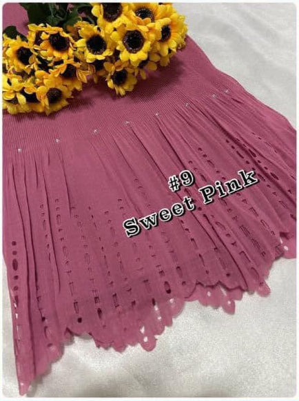 Shawl Pleated Laser Cut Batu (SHWL- 1043)