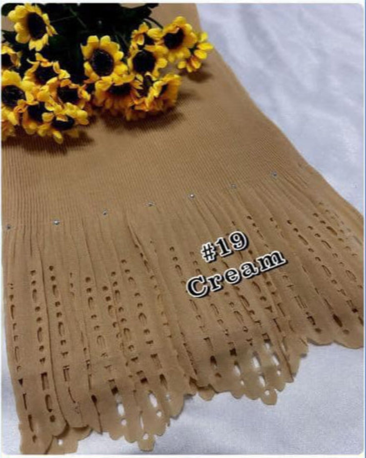 Shawl Pleated Laser Cut Batu (SHWL- 1043)