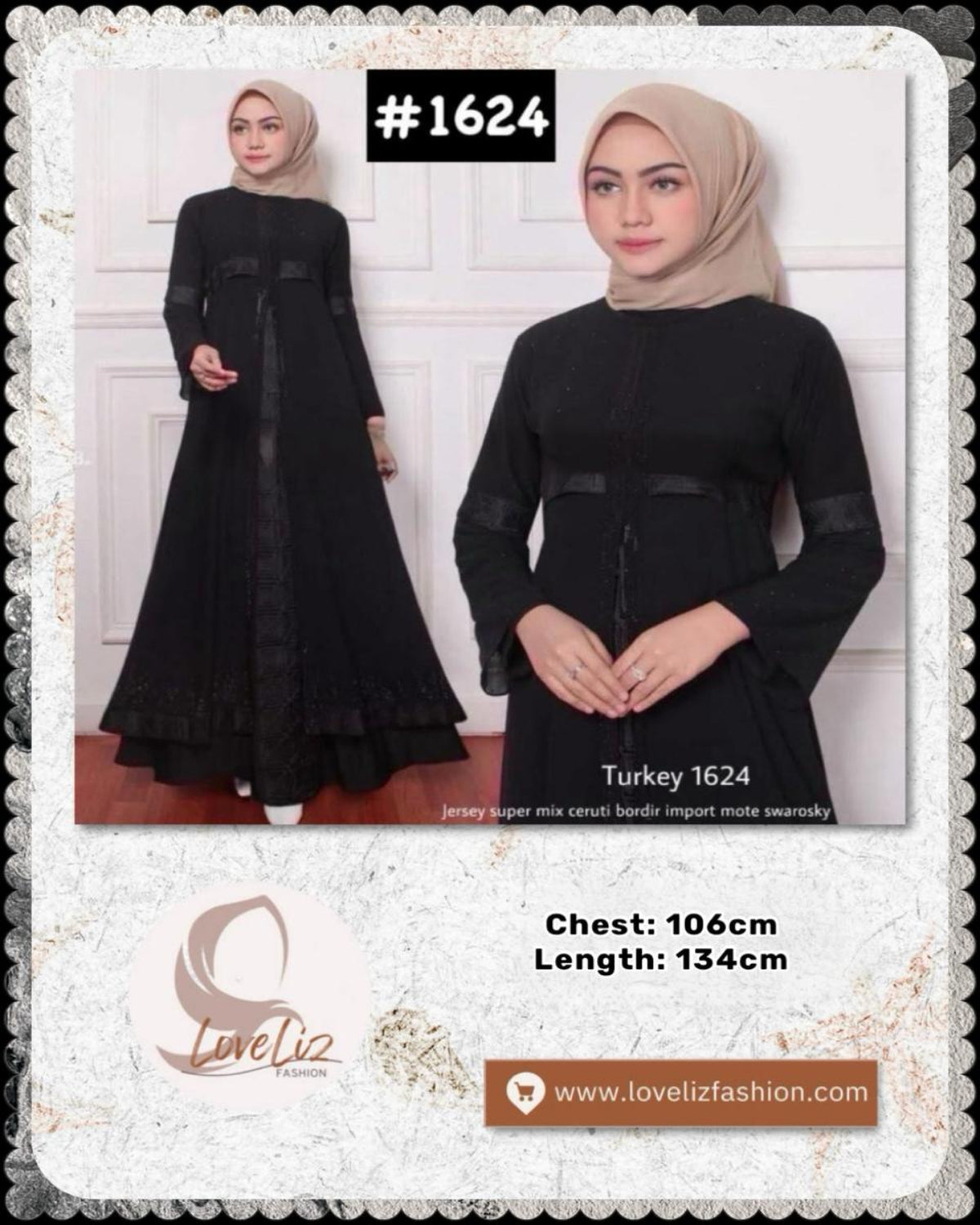 Exclusive Turkey Abaya in Black (Series 1199- 1925) (ABYA- 185/205)