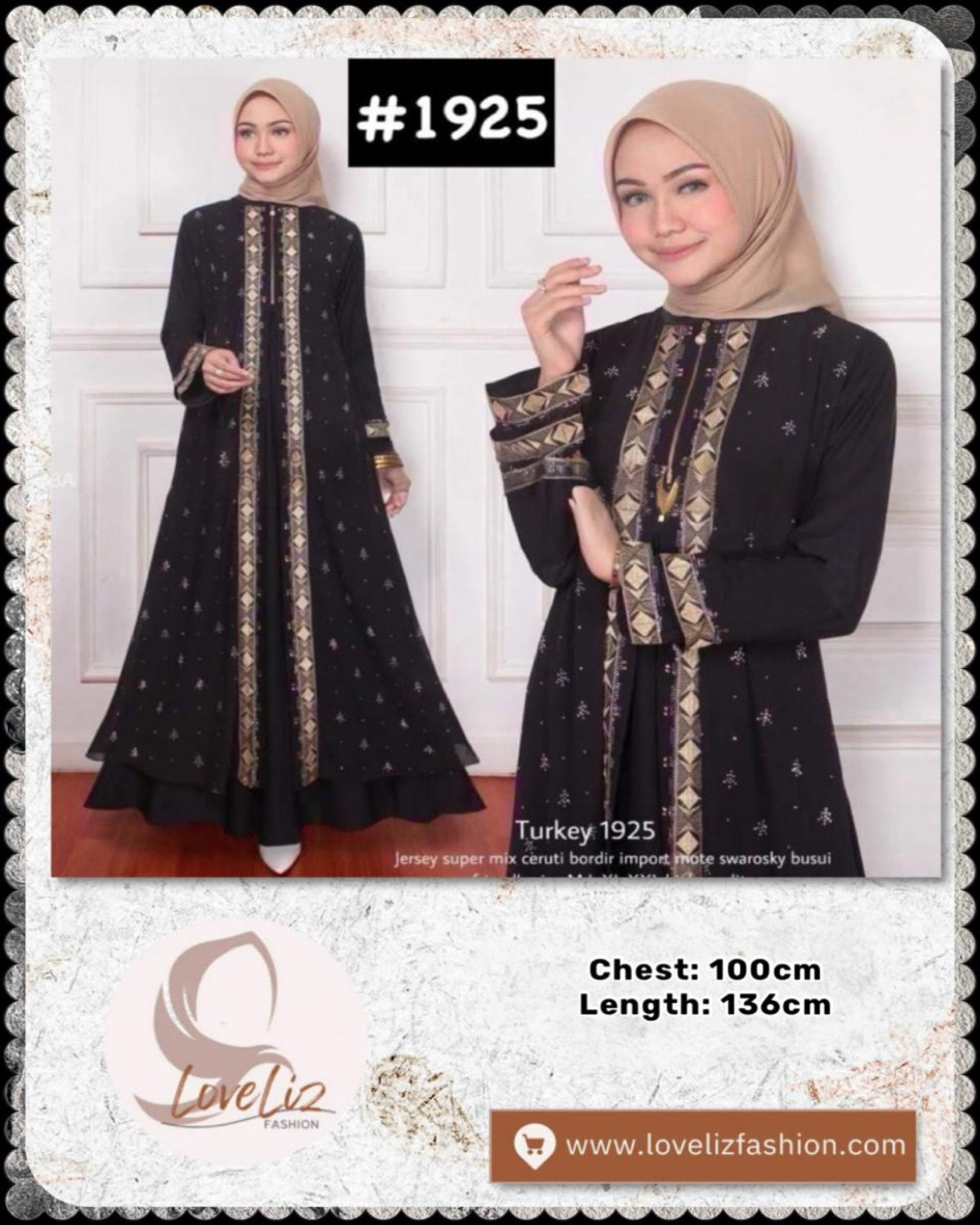 Exclusive Turkey Abaya in Black (Series 1199- 1925) (ABYA- 185/205)