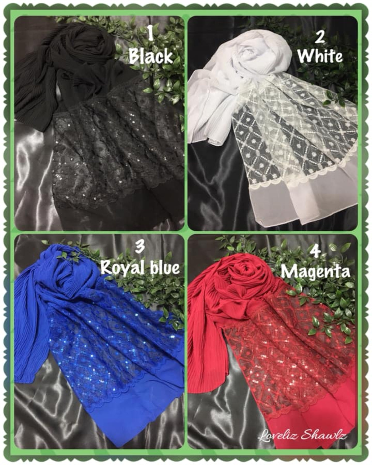 Shawl Chiffon Pleated Lace (SHWL- 1037)