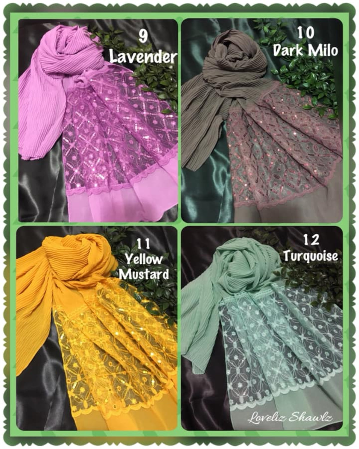 Shawl Chiffon Pleated Lace (SHWL- 1037)
