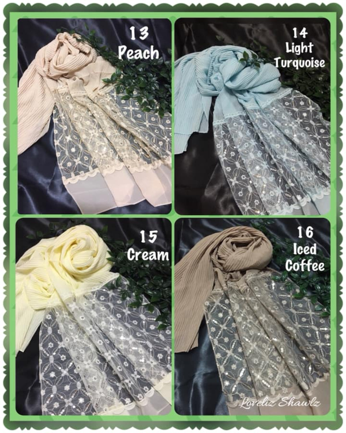 Shawl Chiffon Pleated Lace (SHWL- 1037)