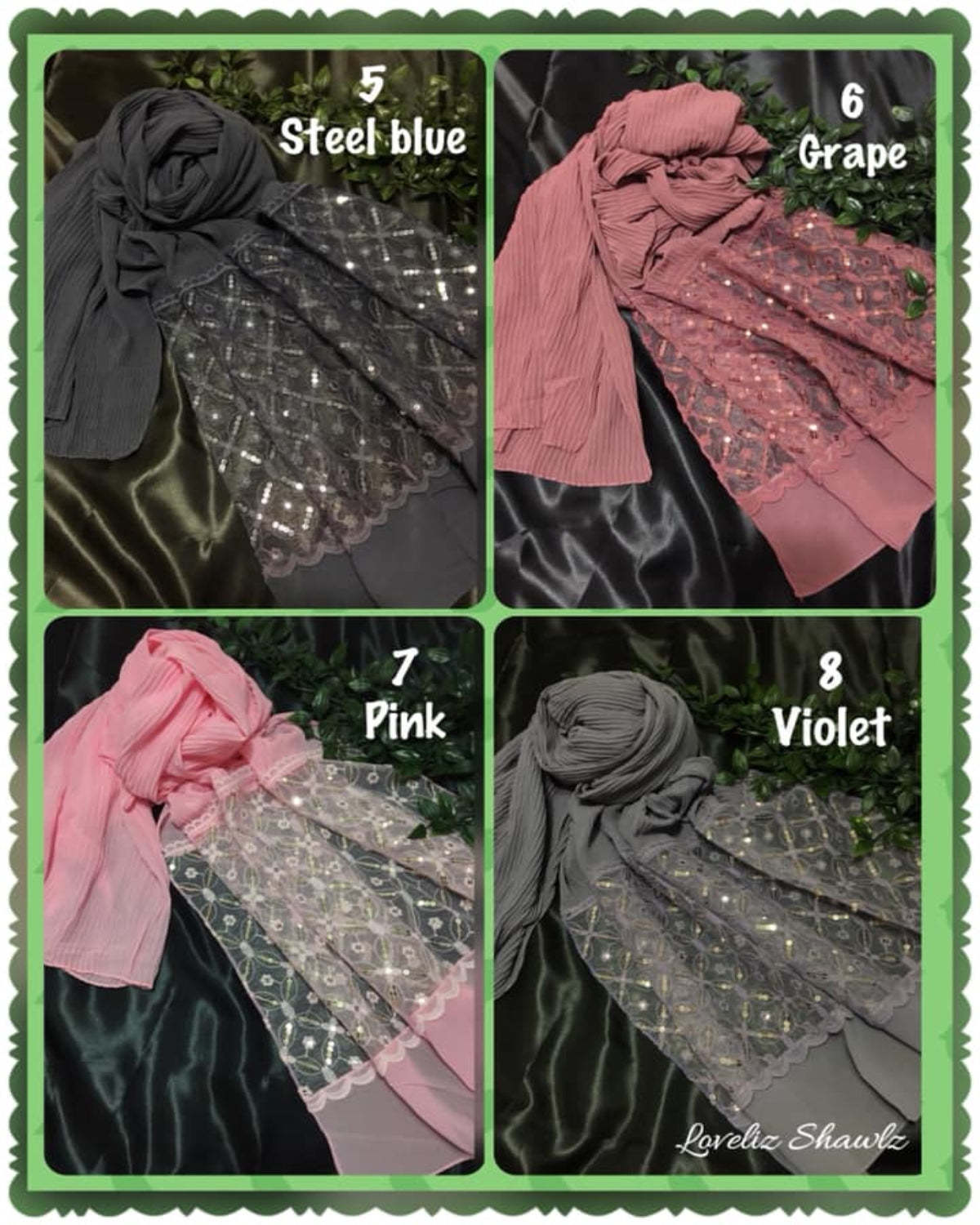 Shawl Chiffon Pleated Lace (SHWL- 1037)
