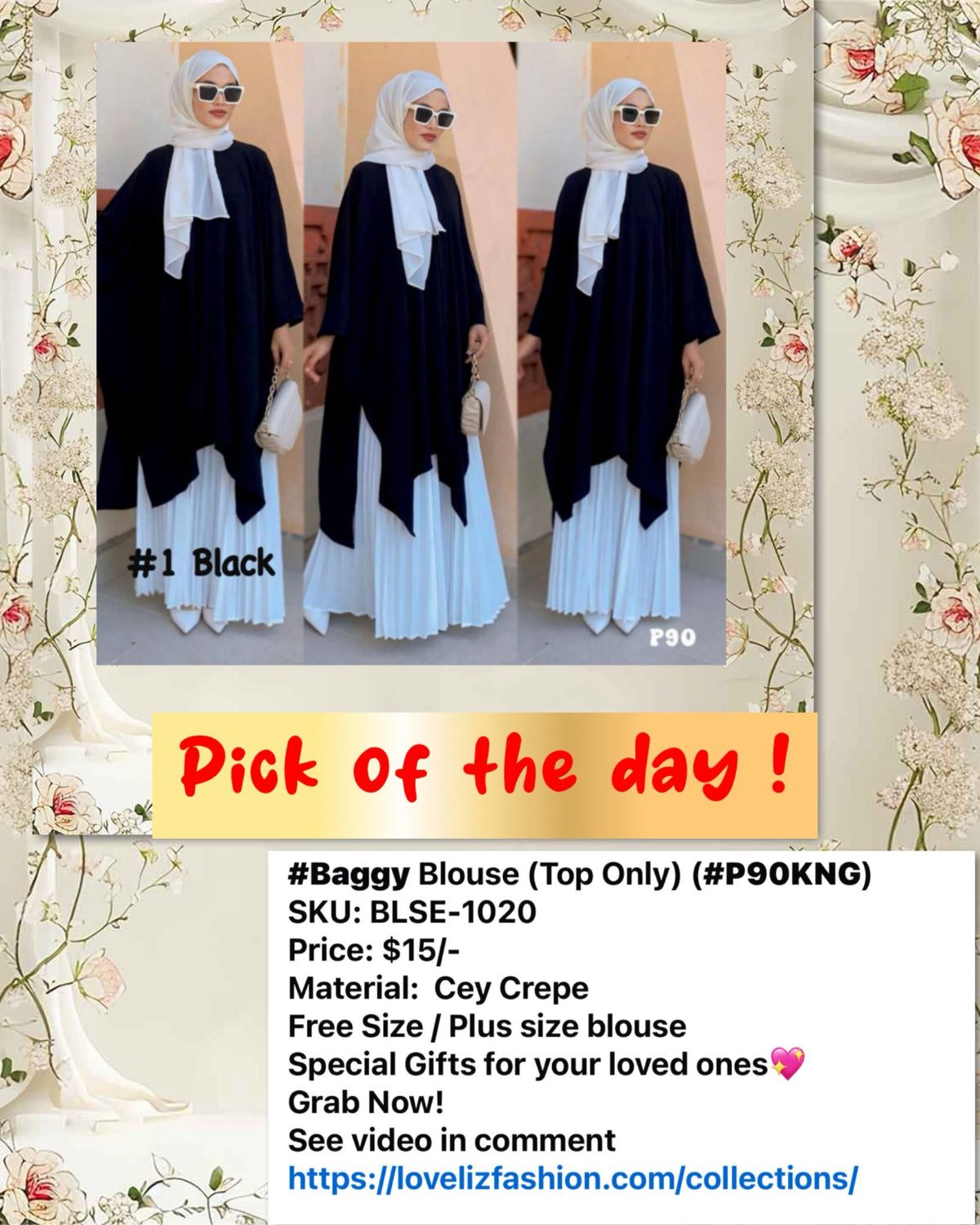 LoveLiz Fashion Baggy Blouse (BLSE- 1020) (#P90KNG)