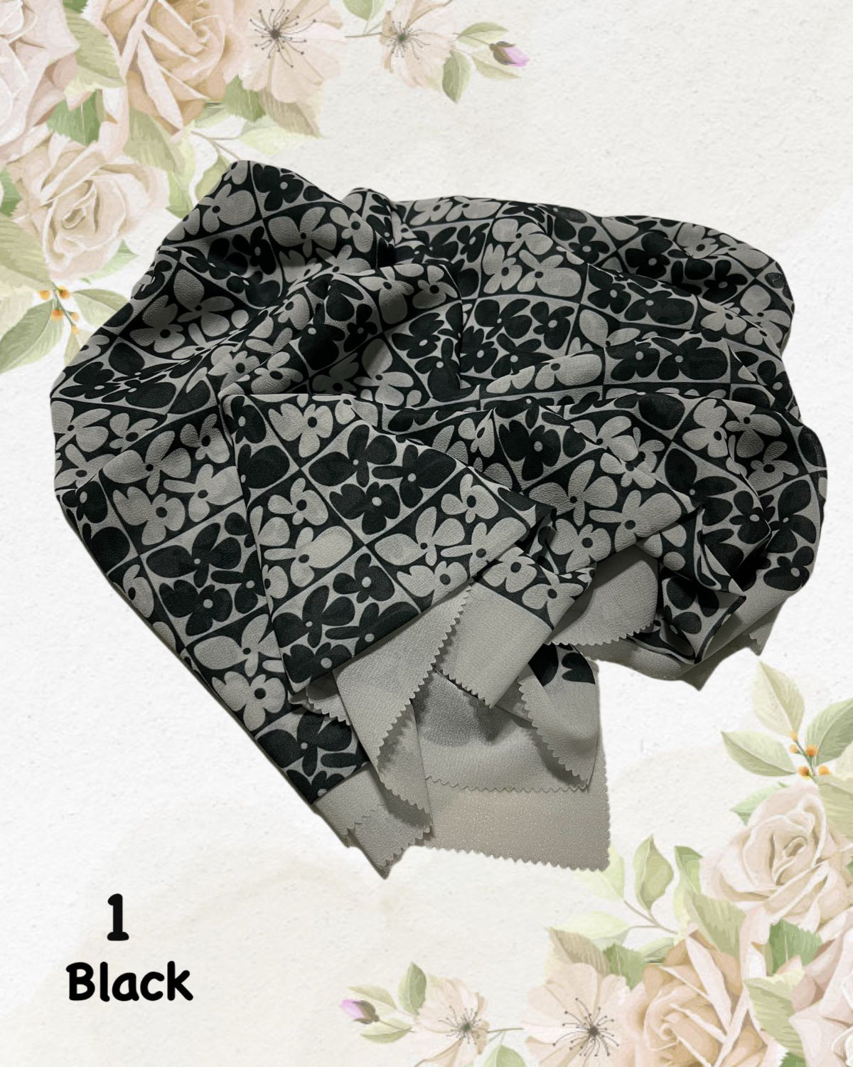 Shawl Korean Chiffon Pleated Laser Cut - A Fusion of Tradition and Trend (SHWL- 1058)
