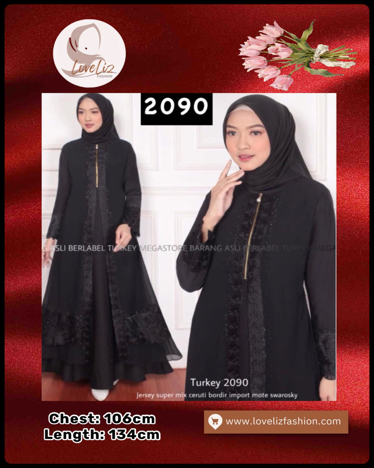 Exclusive Turkey Abaya Black (Series 2009- 2186) (ABYA- 185/205)