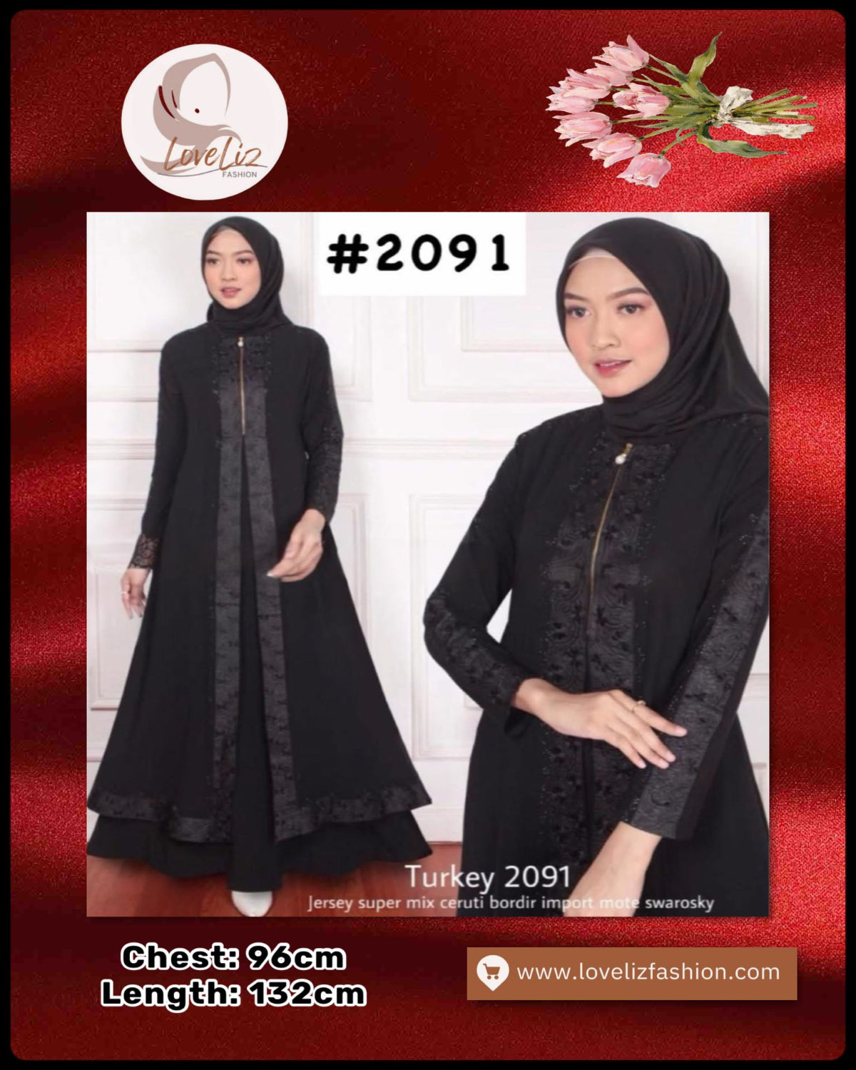 Exclusive Turkey Abaya Black (Series 2009- 2186) (ABYA- 185/205)