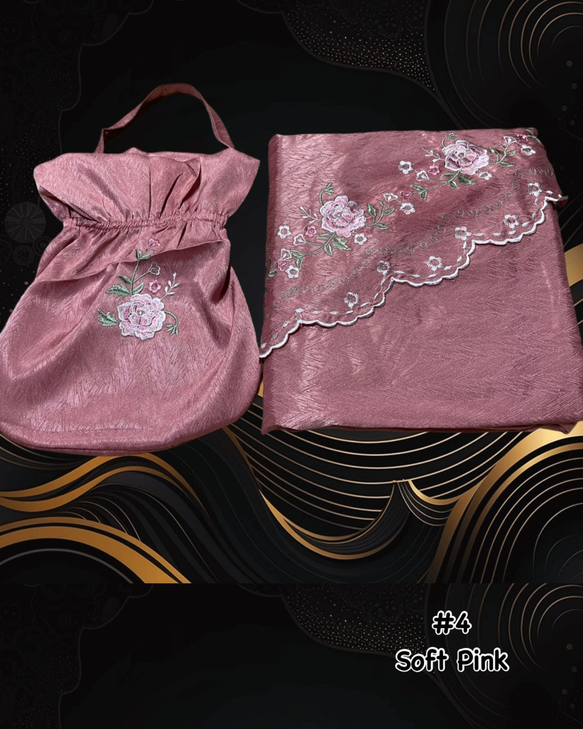 Exclusive Telekung Jacquard Satin w Oval Bag (TLKG- 1030A) (#AT)