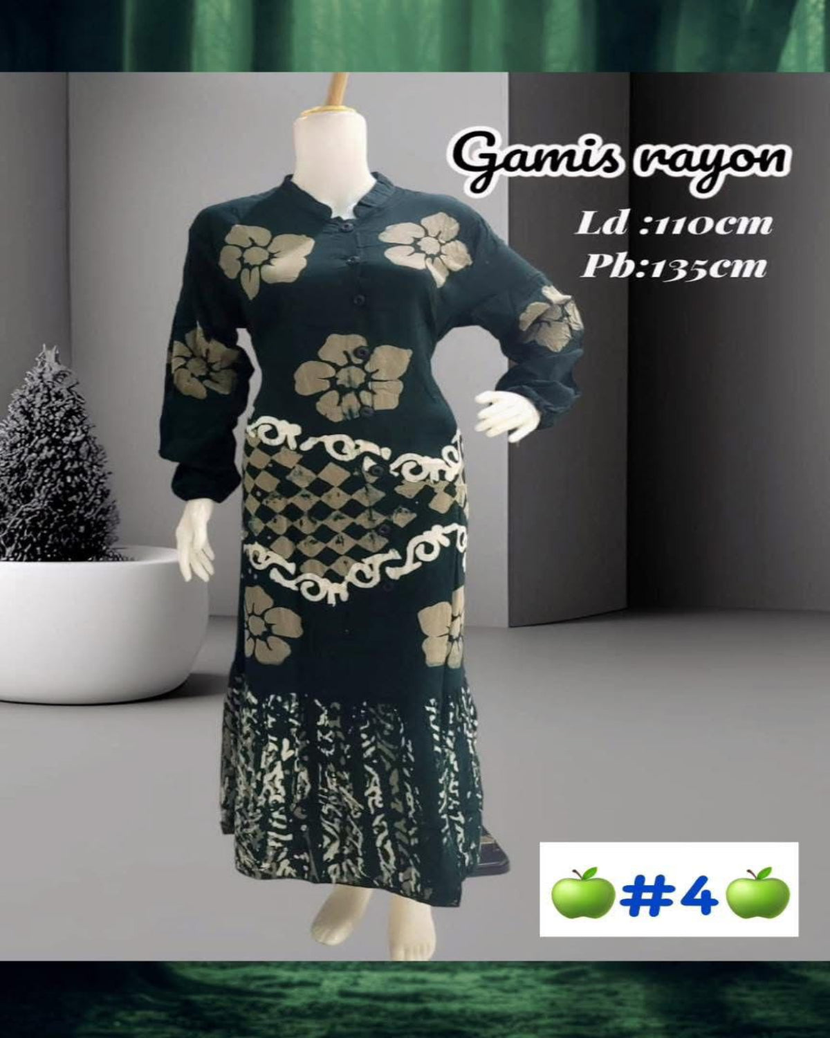 Long Dress Batik Rayon (LODR- 1012) (#ANT) - Traditional Artistry Meets Modern Twist