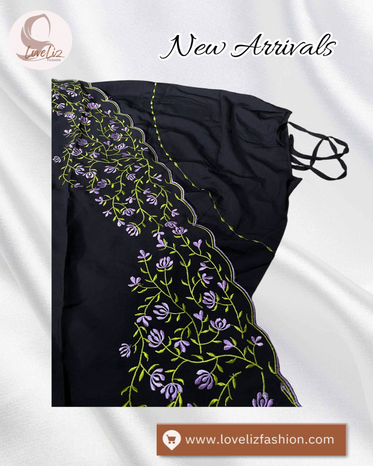 Telekung Black Cotton Vietnam (TLKG- 1031) (#AT)
