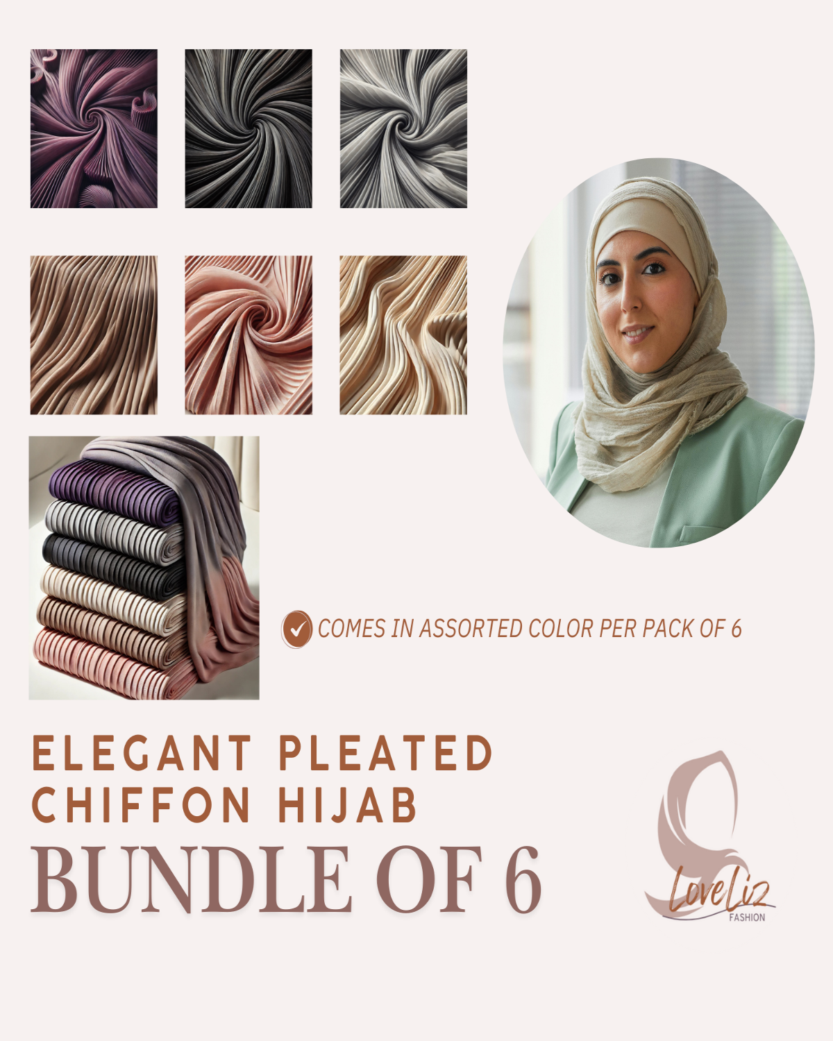 Loveliz Fashion Hijab Bundle Collection (BNDL- 0000) (#HM)– Premium Chiffon Hijabs in 3pcs and 6pcs Packs
