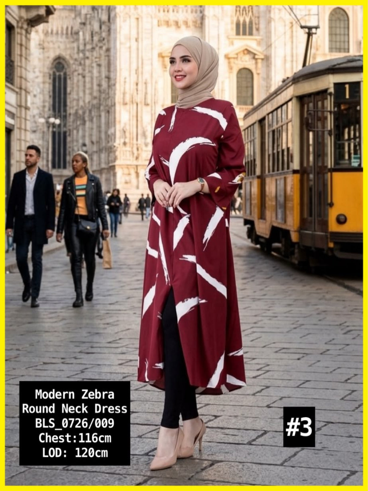 Modern Printed Round Neck Dress (BLS_0726/007 & 009) (#KA)