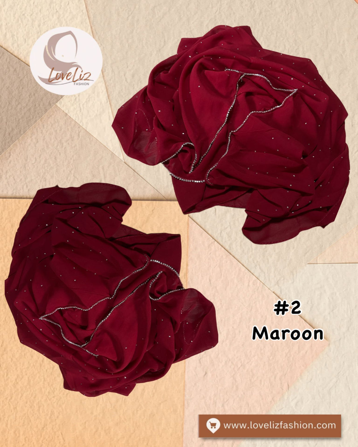 Shawl Chiffon Beads Diamond (SHWL- 1064) (#ZSKN7)