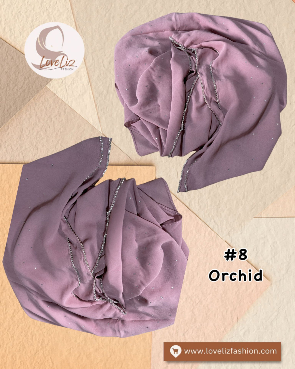 Shawl Chiffon Beads Diamond (SHWL- 1064) (#ZSKN7)
