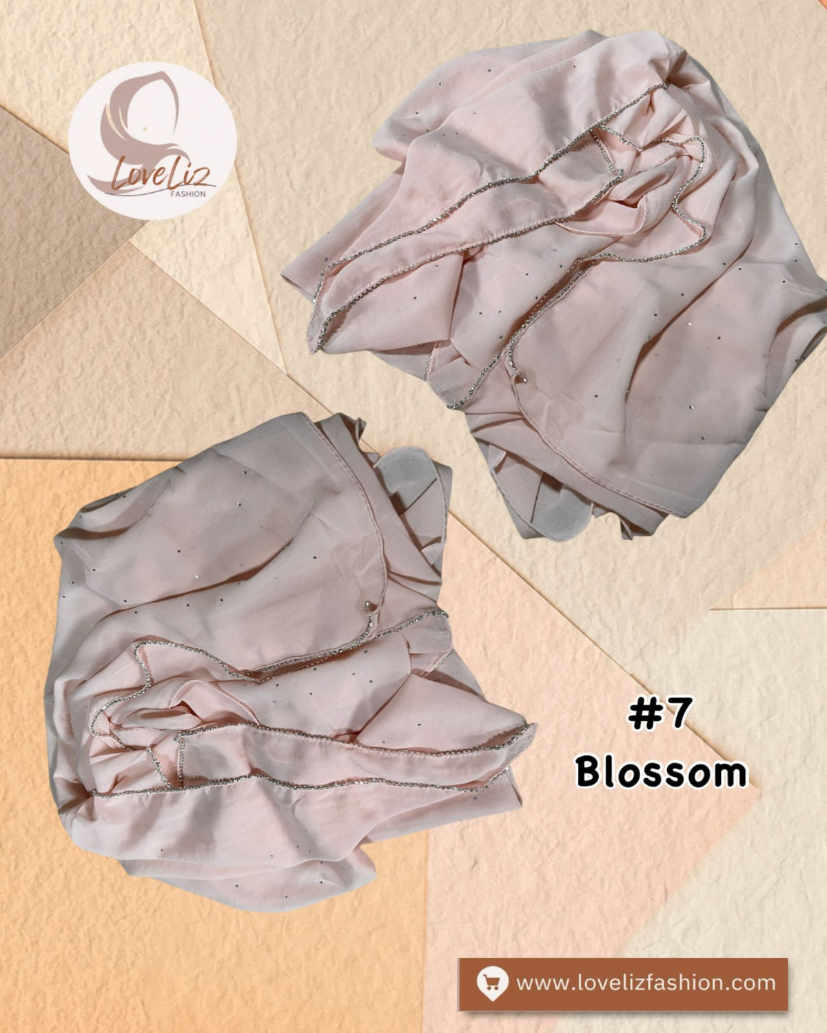 Shawl Chiffon Beads Diamond (SHWL- 1064) (#ZSKN7)