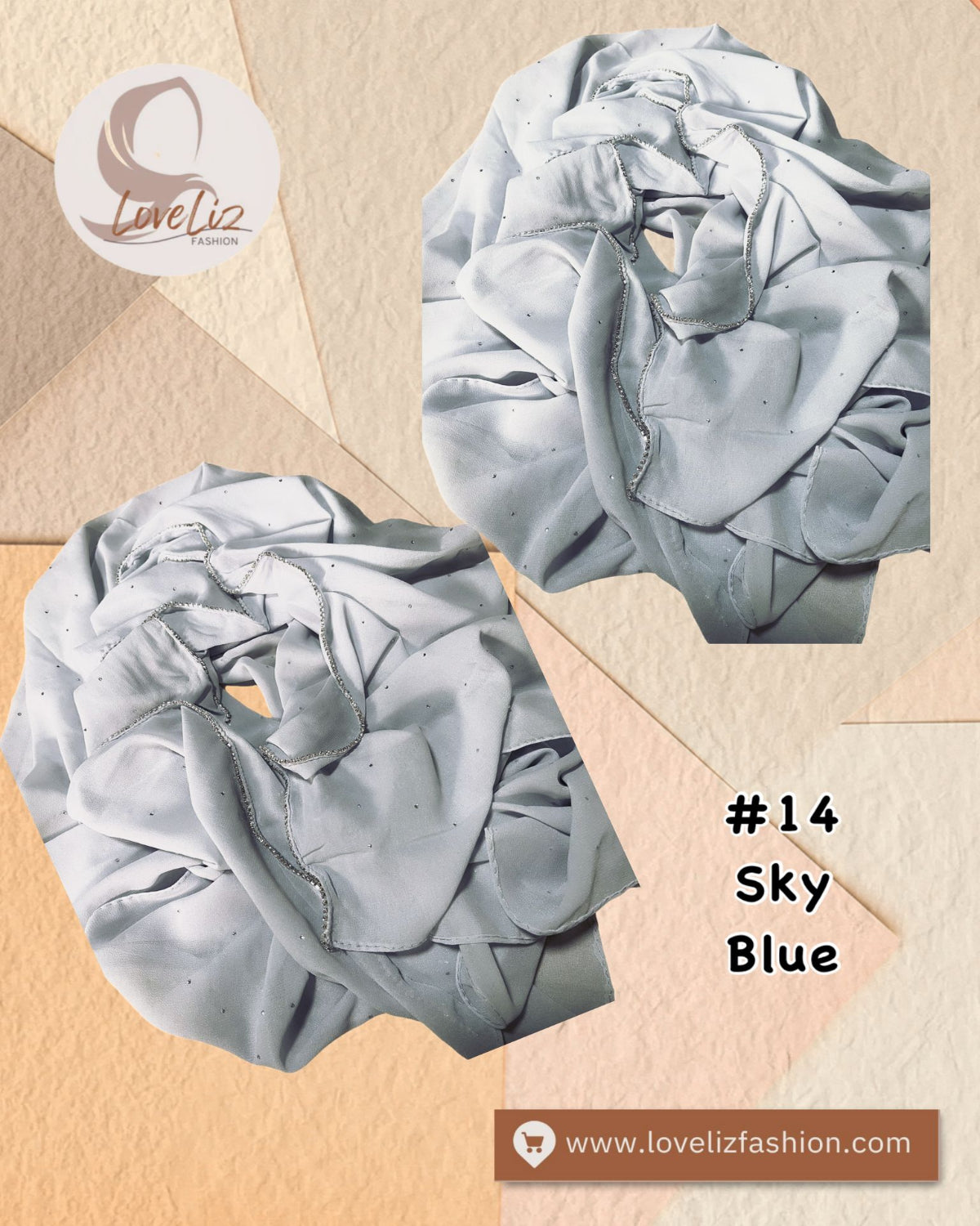 Shawl Chiffon Beads Diamond (SHWL- 1064) (#ZSKN7)