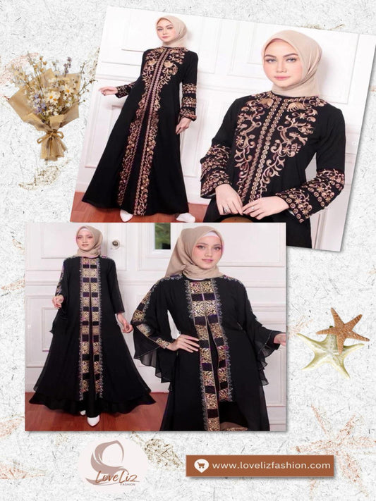 Exclusive Black Turkish Abaya with Swarovski Embroidery (ABYA_0226/185-205) (SN: 1199- 1925)
