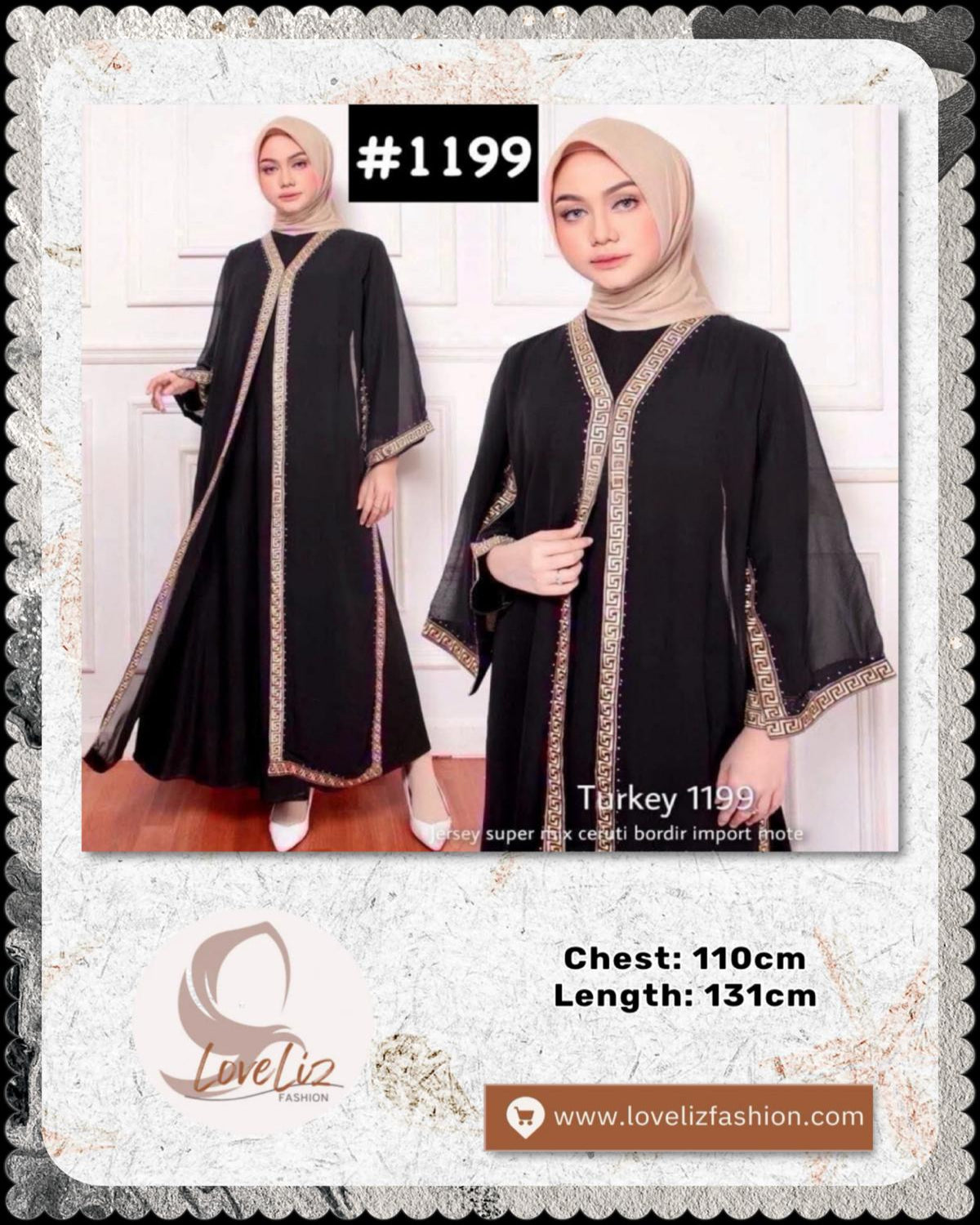 Exclusive Turkey Abaya in Black (Series 1199- 1925) (ABYA- 185/205)