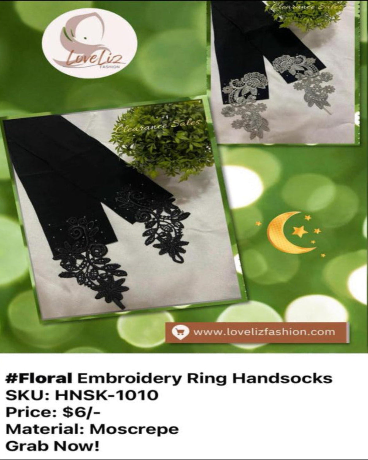Floral Embroidery Ring Handsocks (HNSK- 1010)