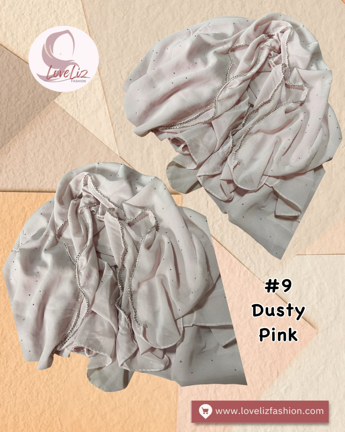 Shawl Chiffon Beads Diamond (SHWL- 1064) (#ZSKN7)