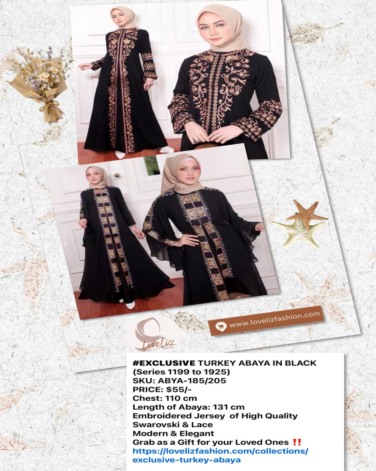 Exclusive Turkey Abaya in Black (Series 1199- 1925) (ABYA- 185/205)