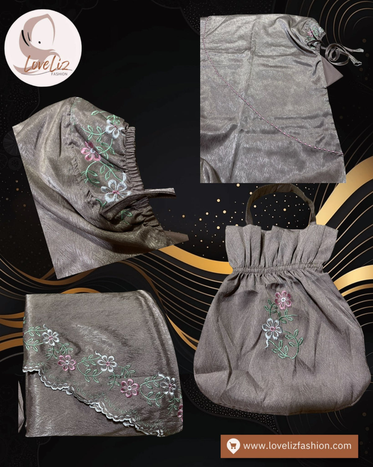 Exclusive Telekung Jacquard Satin w Oval Bag (TLKG- 1030A) (#AT)