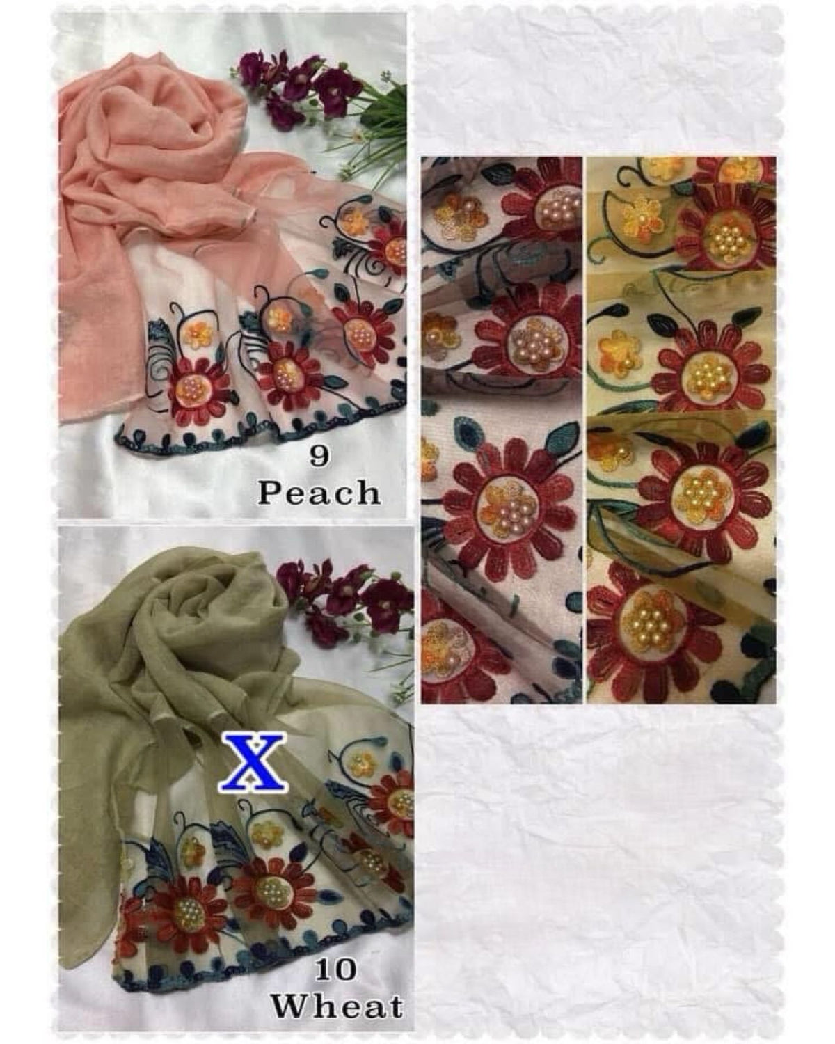 Shawl Organza Embroidery (SHWL- 1023)