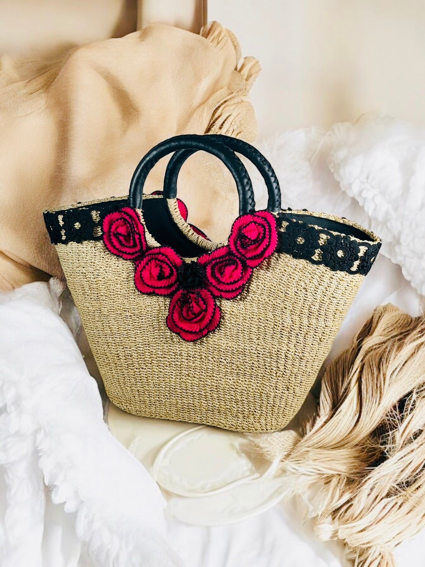 Rosette Charm – Handwoven Bag by Zuri WearableArt