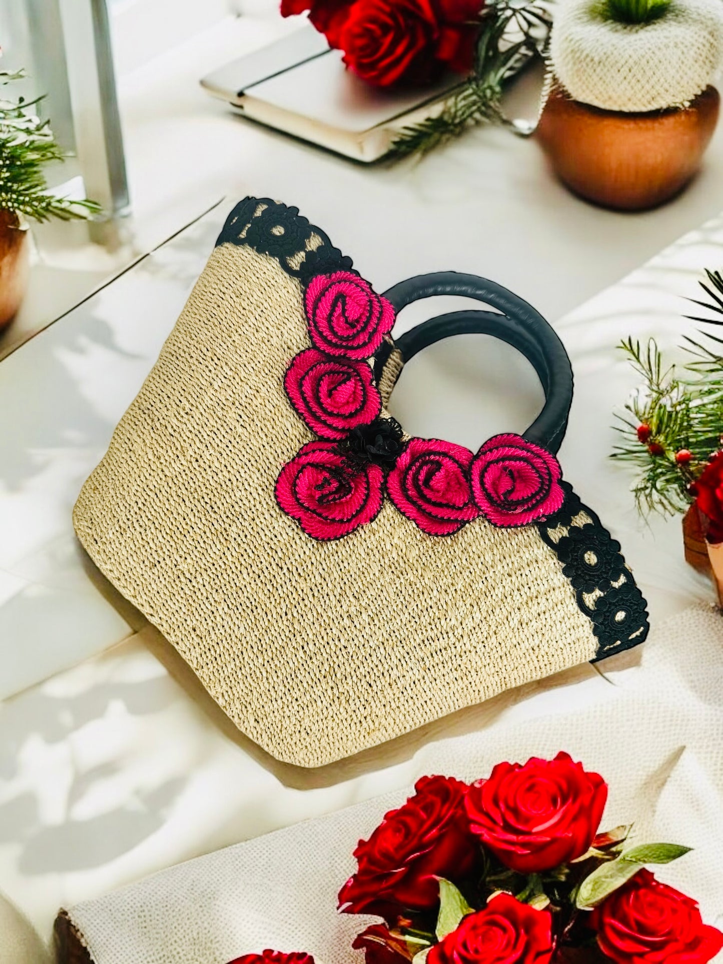 Rosette Charm – Handwoven Bag by Zuri WearableArt