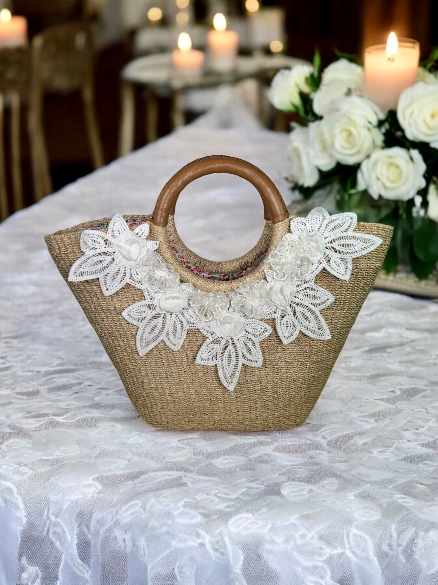 Ivory Bloom Handwoven Tote by Zuri WearableArt