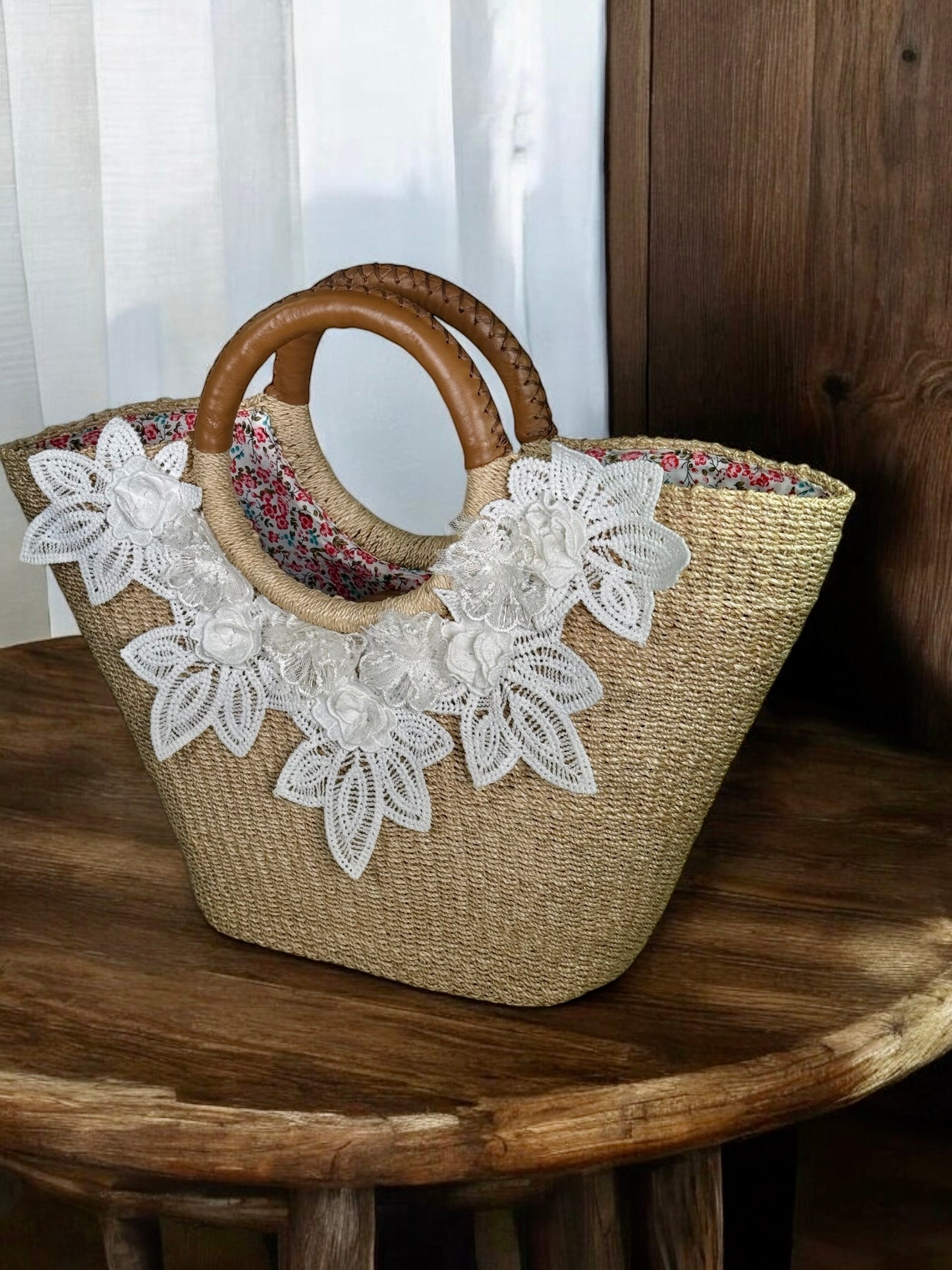 Ivory Bloom Handwoven Tote by Zuri WearableArt