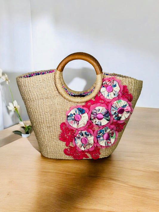 Floral Rhapsody Handwoven Tote by Zuri WearableArt