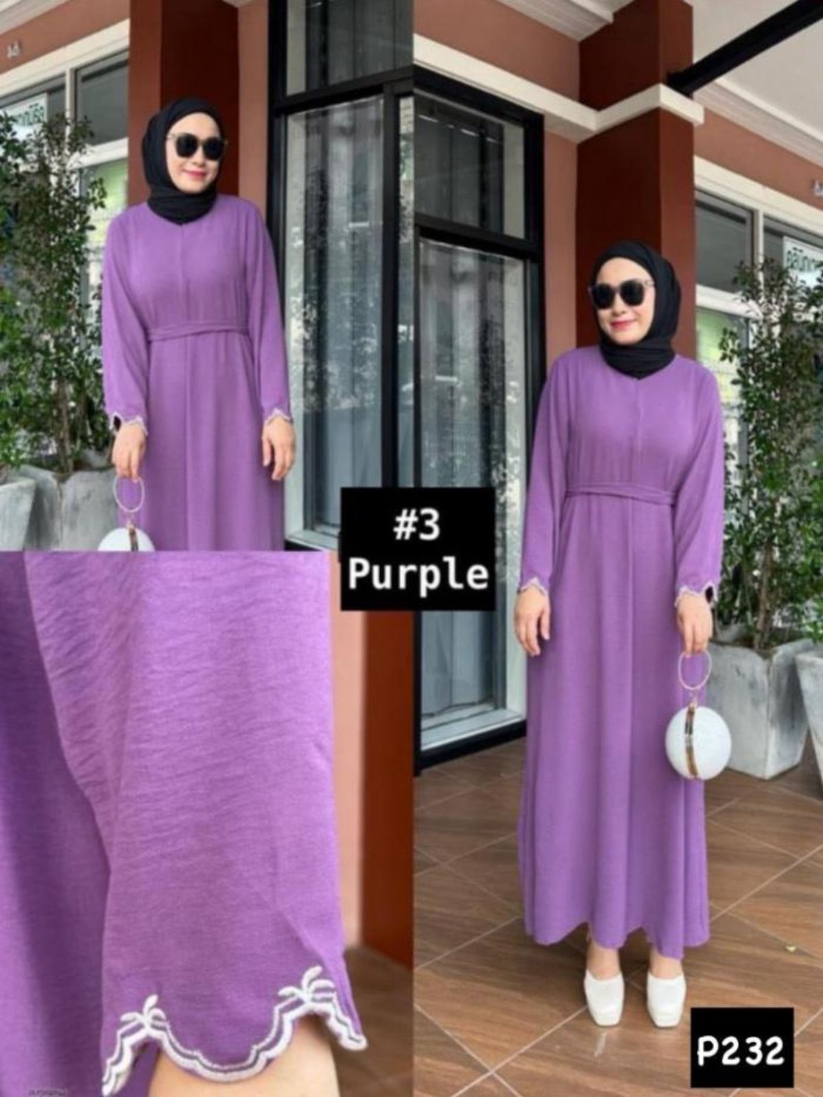 Long Dress Purple Hand Embroidery model 3 (#P232KNG) - Essentials in Woman's Wardrobe