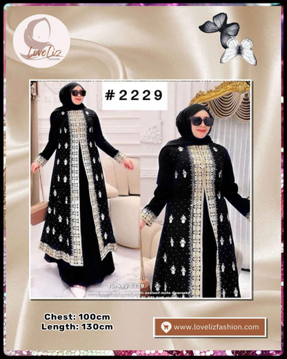 Exclusive Turkish Abaya Special Edition Silk & Chiffon 2-in-1 (ABYA_0226/215) (SN: 2229- 2365)