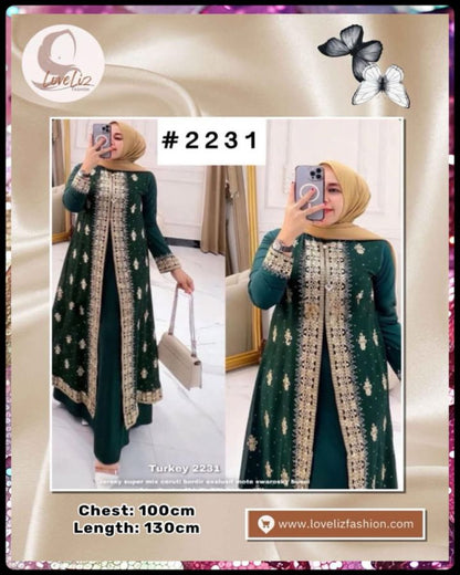 Exclusive Turkish Abaya Special Edition Silk & Chiffon 2-in-1 (ABYA_0226/215) (SN: 2229- 2365)