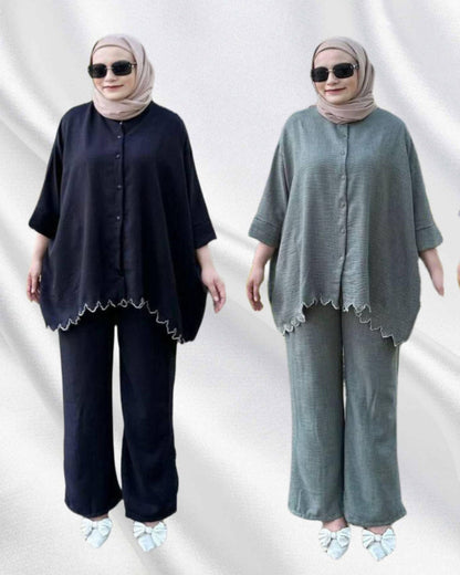Poppy Two Tones Pants Suits (PANTS-1022) (#P127.KNG)