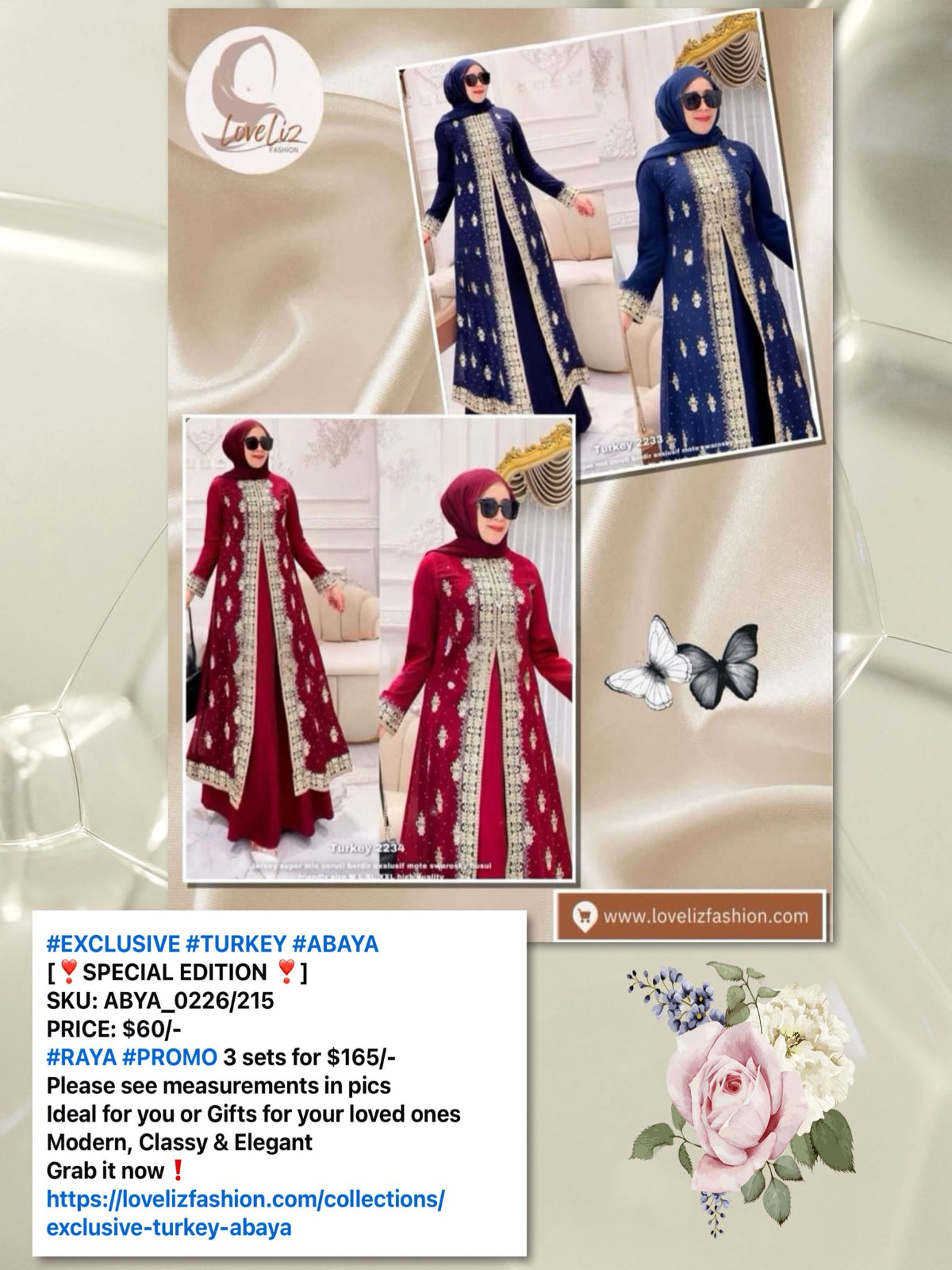 Exclusive Turkish Abaya Special Edition Silk & Chiffon 2-in-1 (ABYA_0226/215)