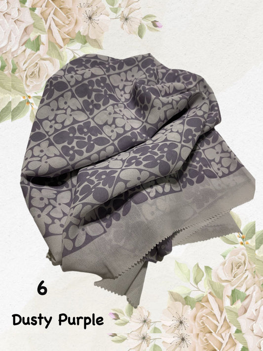 Shawl Korean Chiffon Pleated Laser Cut in Dusty Purple model 6 - A Fusion of Tradition and Trend