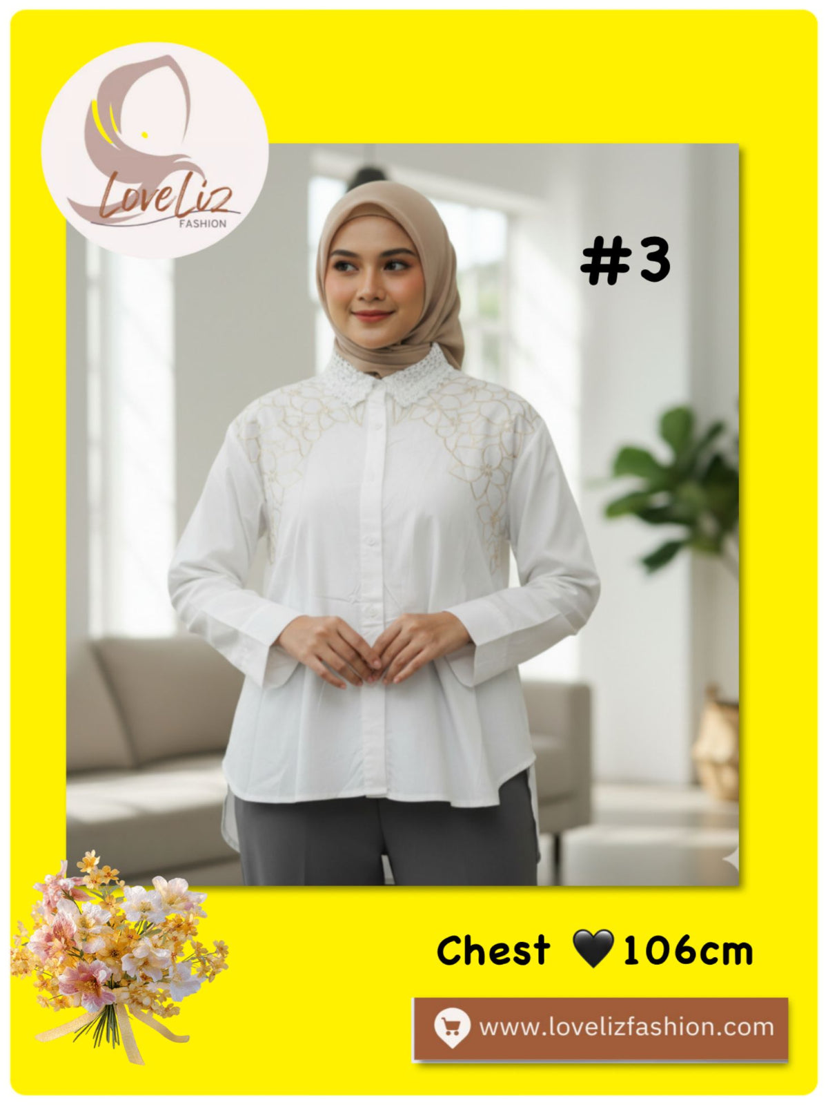 TOP Collar Embroidery Blouse (BLSE-1028) (#IDTA)