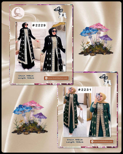 Exclusive Turkish Abaya Special Edition Silk & Chiffon 2-in-1 (ABYA_0226/215) (SN: 2229- 2365)