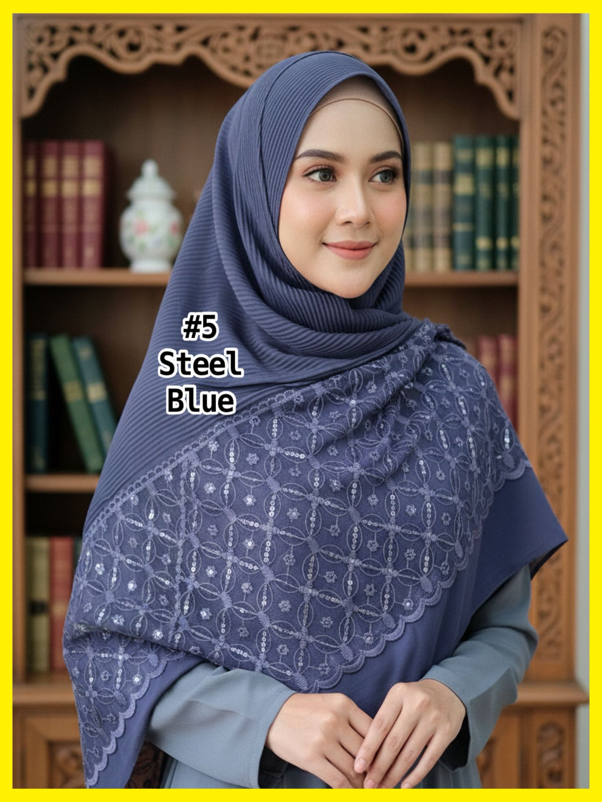 Shawl Chiffon Pleated Lace (SHL_0326/037)